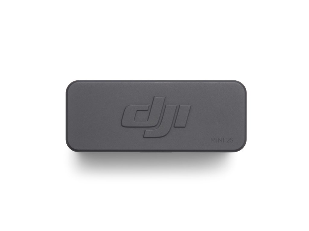 Horní pohled na zavřené pouzdro DJI Mic Mini 2S s logem DJI