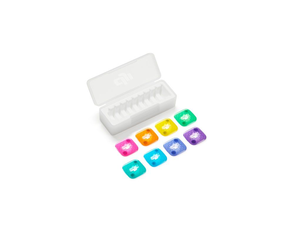 Otevřené celé balení DJI Mic Mini 2S Multi-Color Magnetic Front Cover Set s krytkami vyjmutými z pouzdra