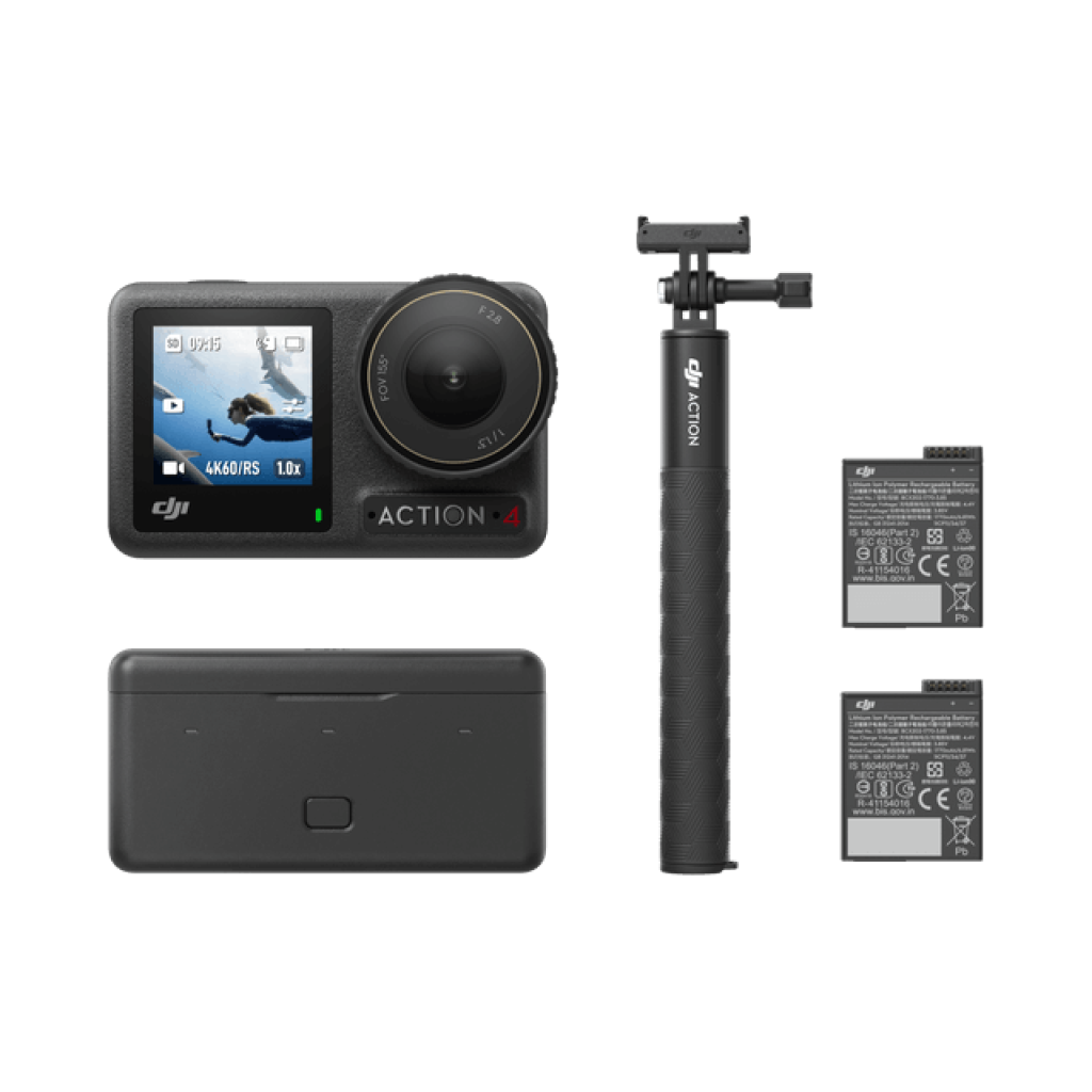 DJI Osmo Action 4 Adventure Combo – kamera, příslušenství a prodlužovací tyč