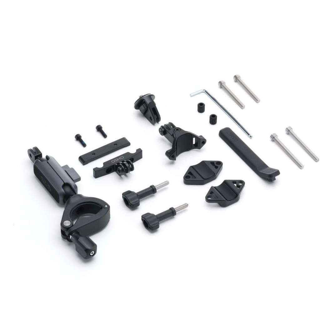 DJI Osmo Bike Rear Mount Kit – obsah balení, šikmý pohled