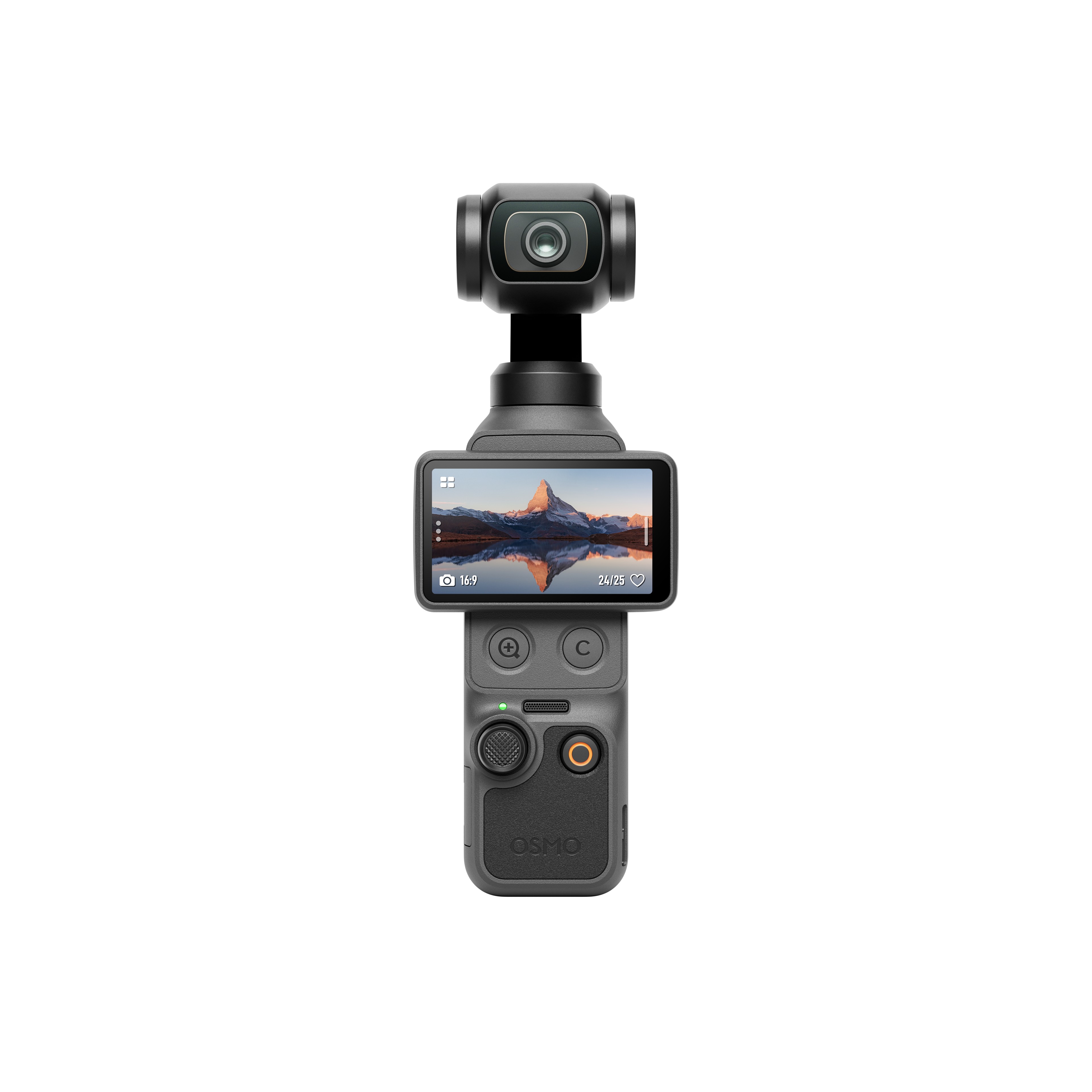 DJI Osmo Pocket 4 – přední pohled s otočeným displejem