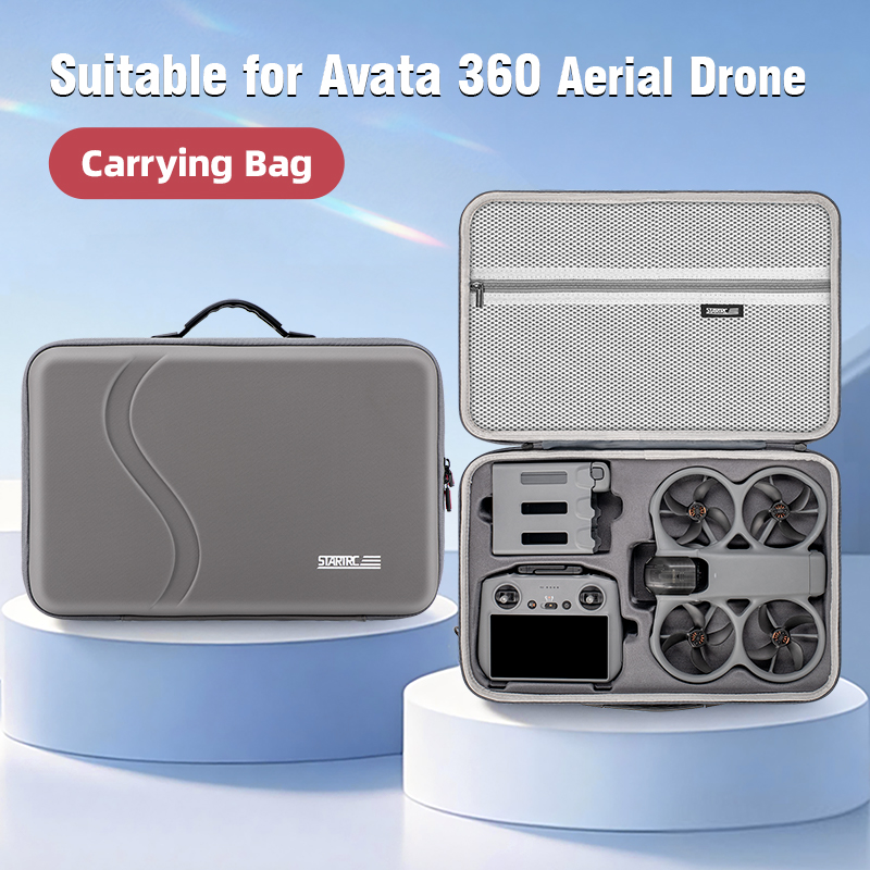 Přepravní pouzdro STARTRC pro DJI Avata 360 – vnější a vnitřní uspořádání